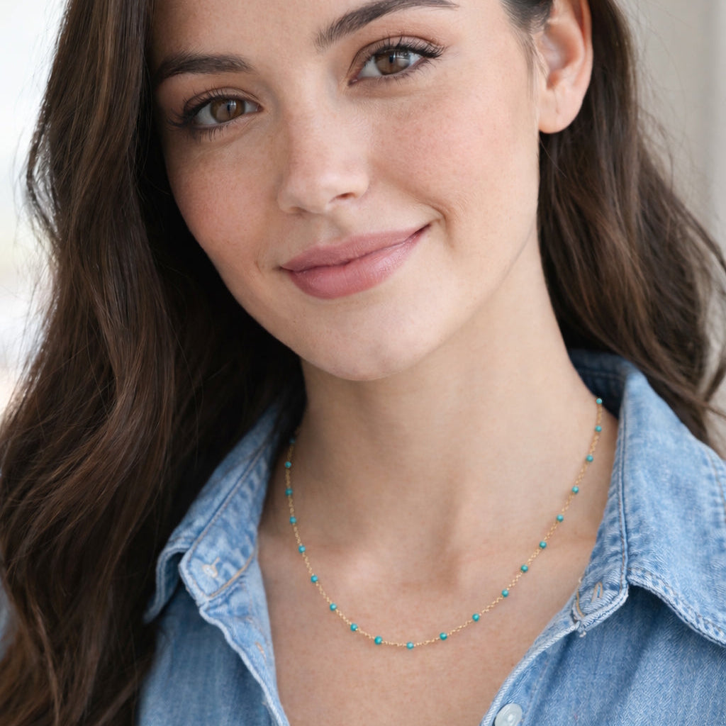 14k Yellow Gold Station Necklace