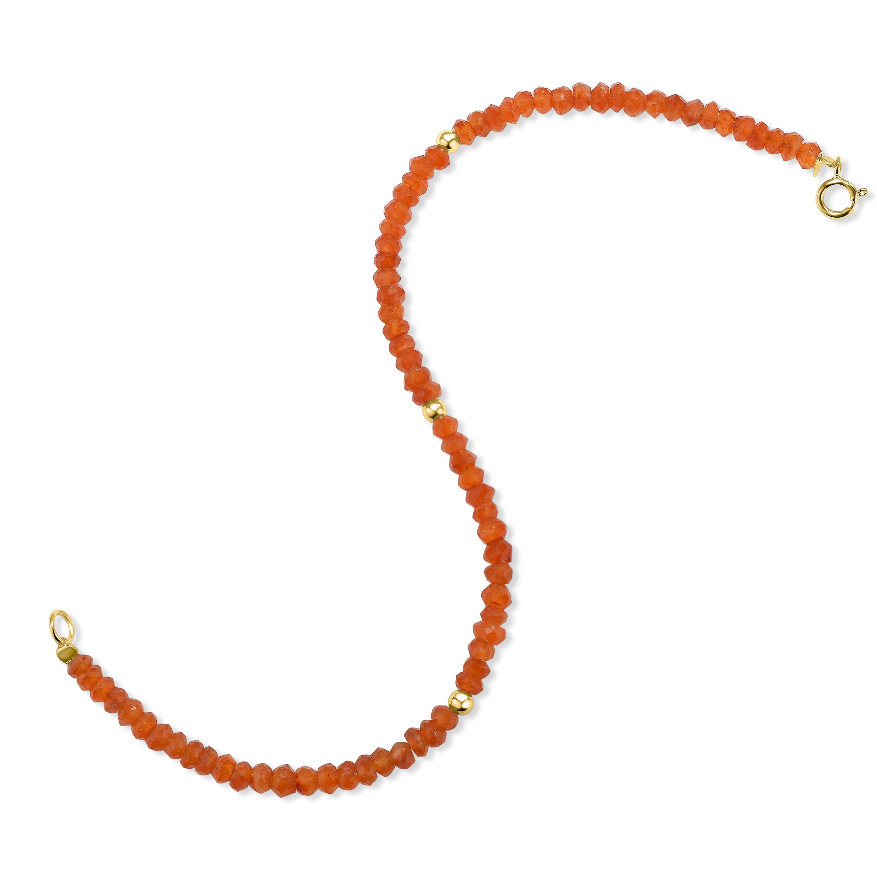 14k Gemstones 3 Gold Roundel Stations Bracelet