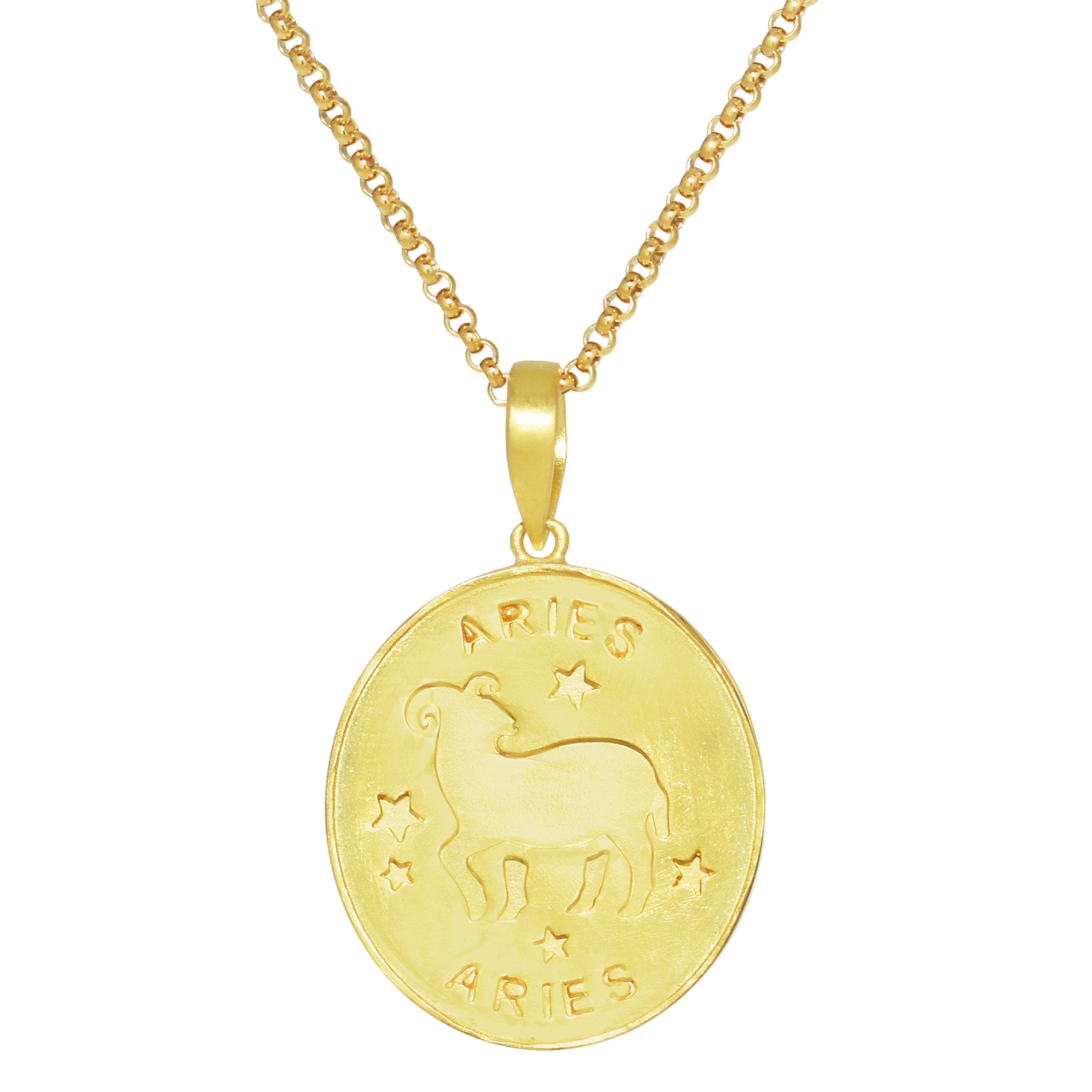 Séchic 14k Plated Over Silver Zodiac Oval Pendant Necklace