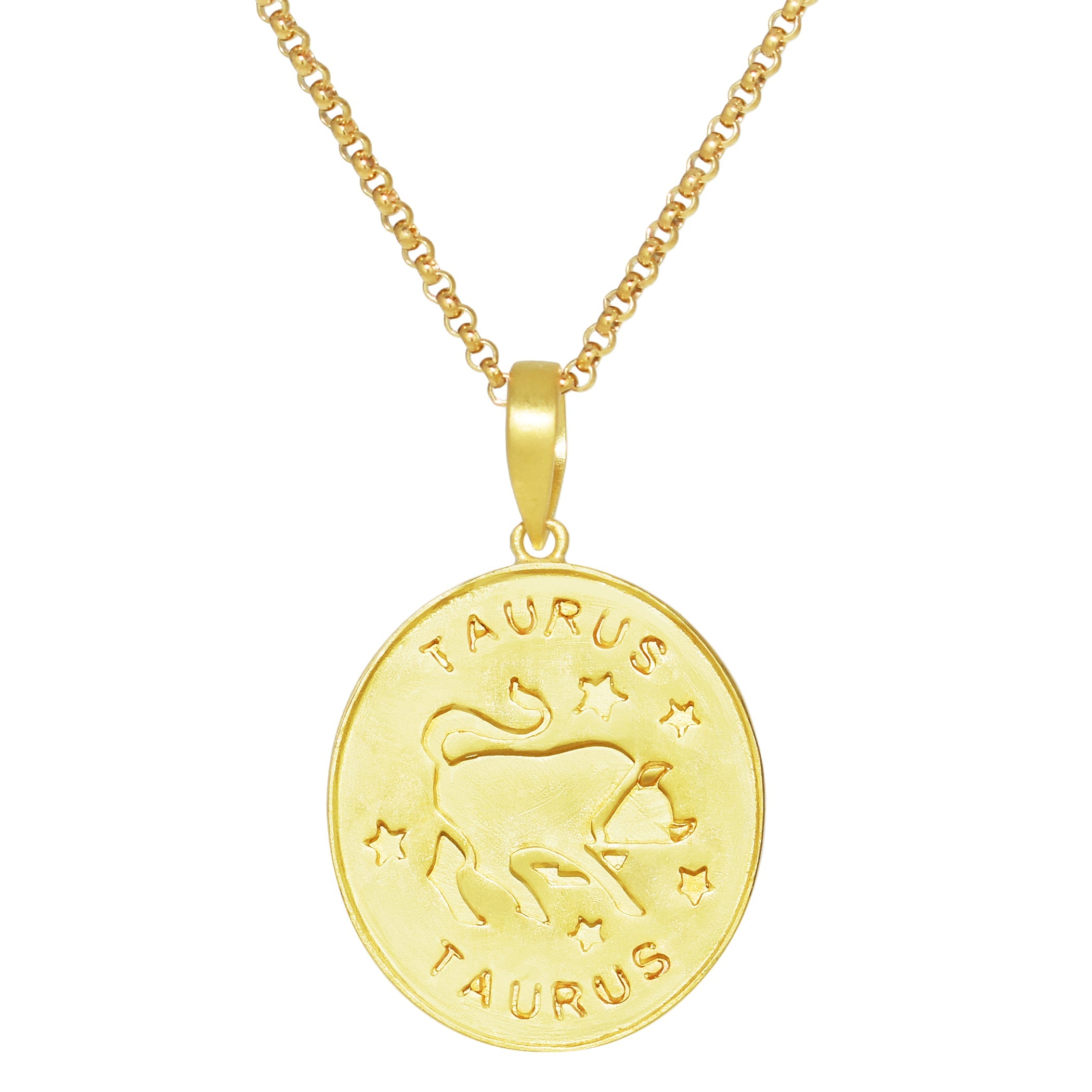 Séchic 14k Plated Over Silver Zodiac Oval Pendant Necklace