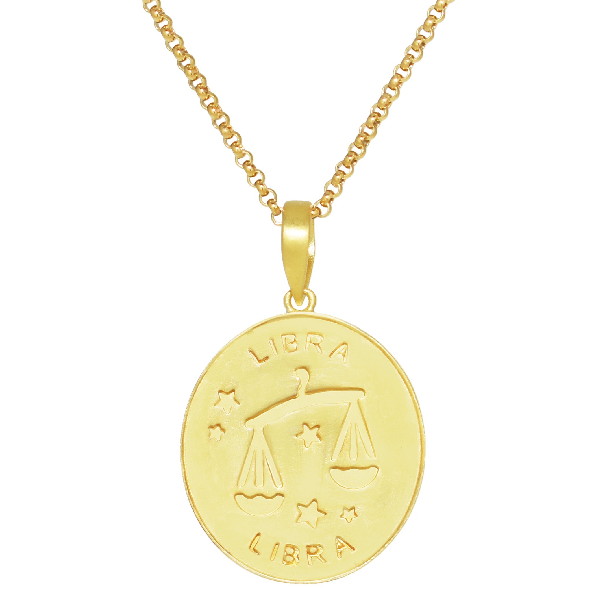 Séchic 14k Plated Over Silver Zodiac Oval Pendant Necklace