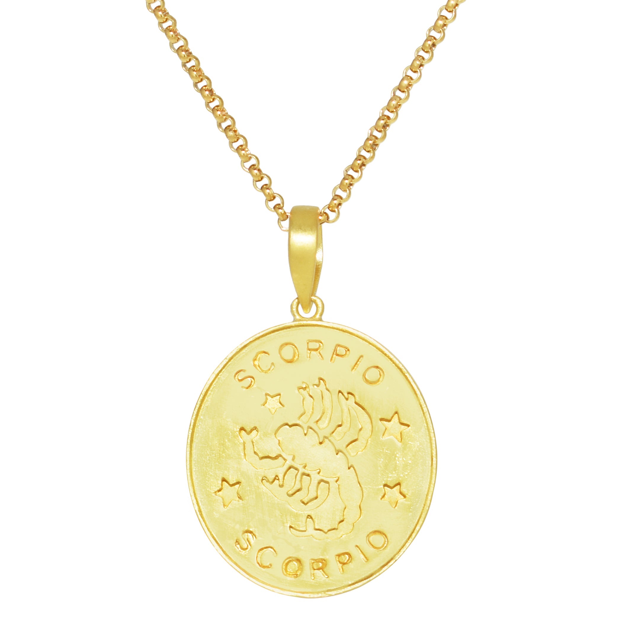 Séchic 14k Plated Over Silver Zodiac Oval Pendant Necklace