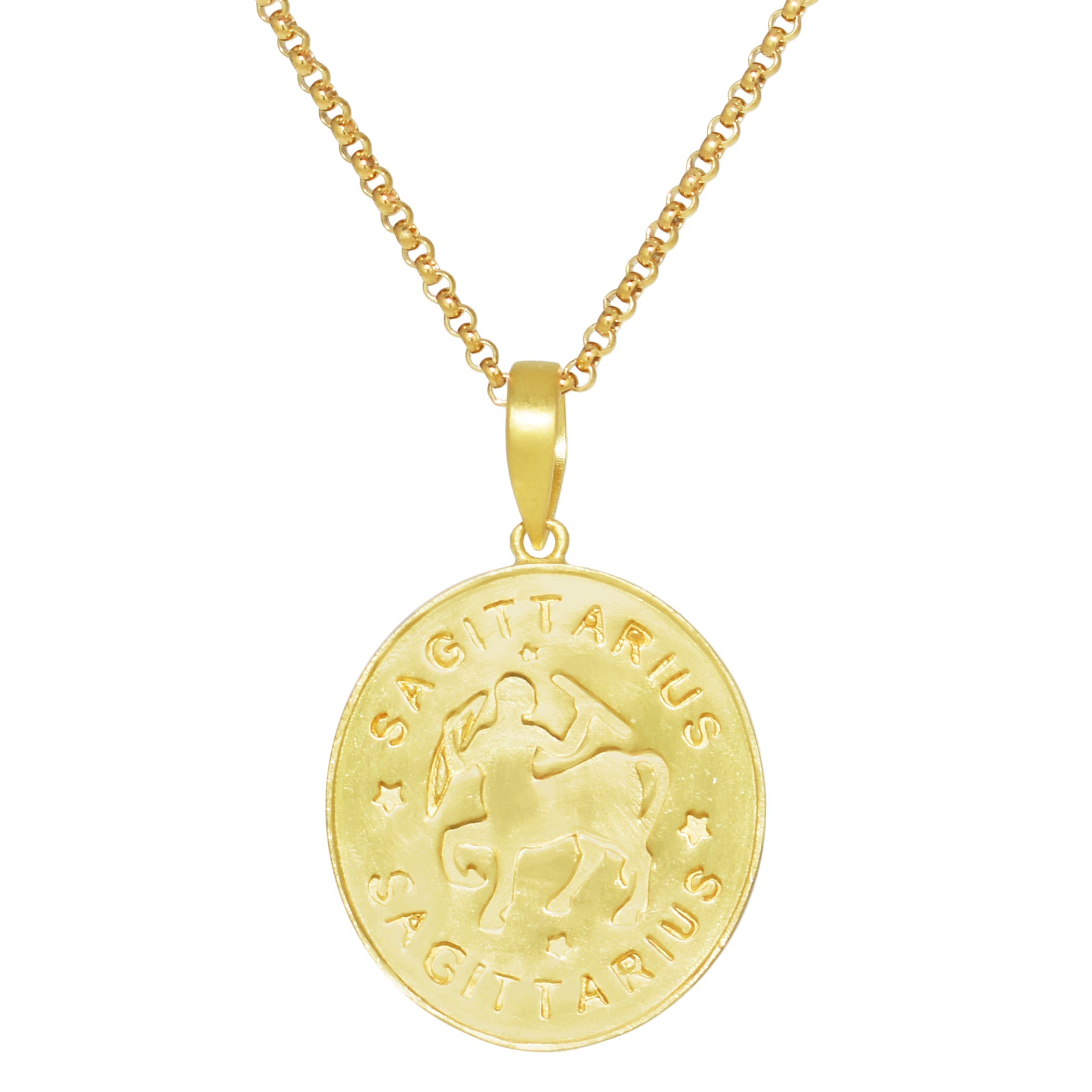 Séchic 14k Plated Over Silver Zodiac Oval Pendant Necklace