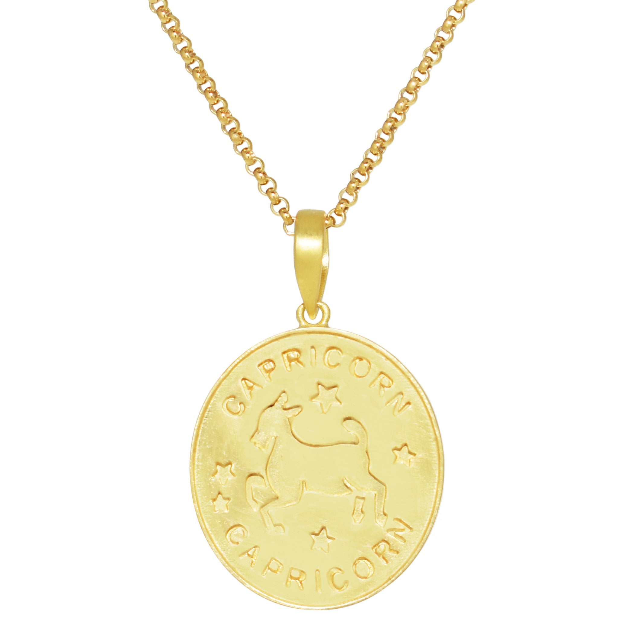 Séchic 14k Plated Over Silver Zodiac Oval Pendant Necklace