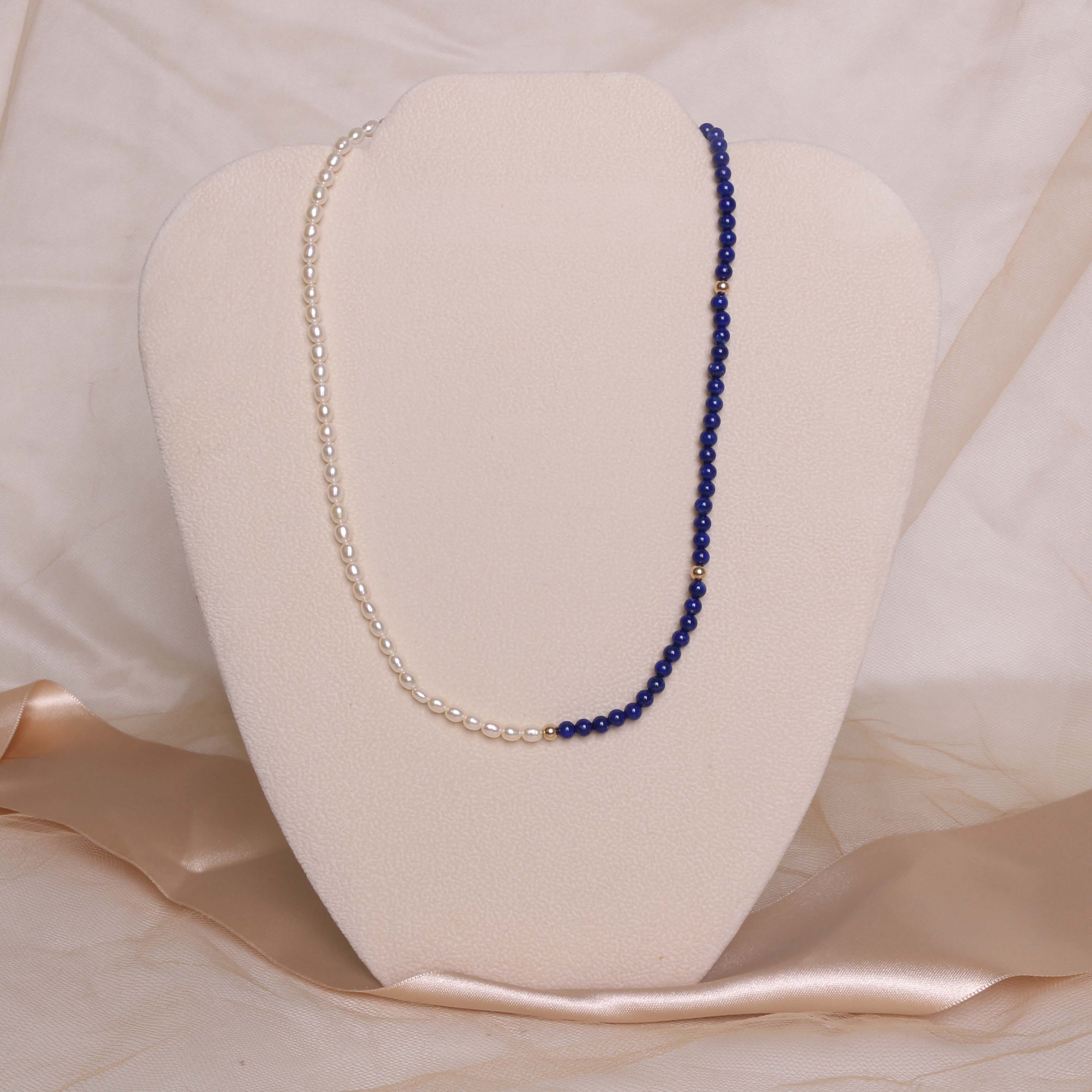 14k White Freshwater Pearl Half & Half Necklace