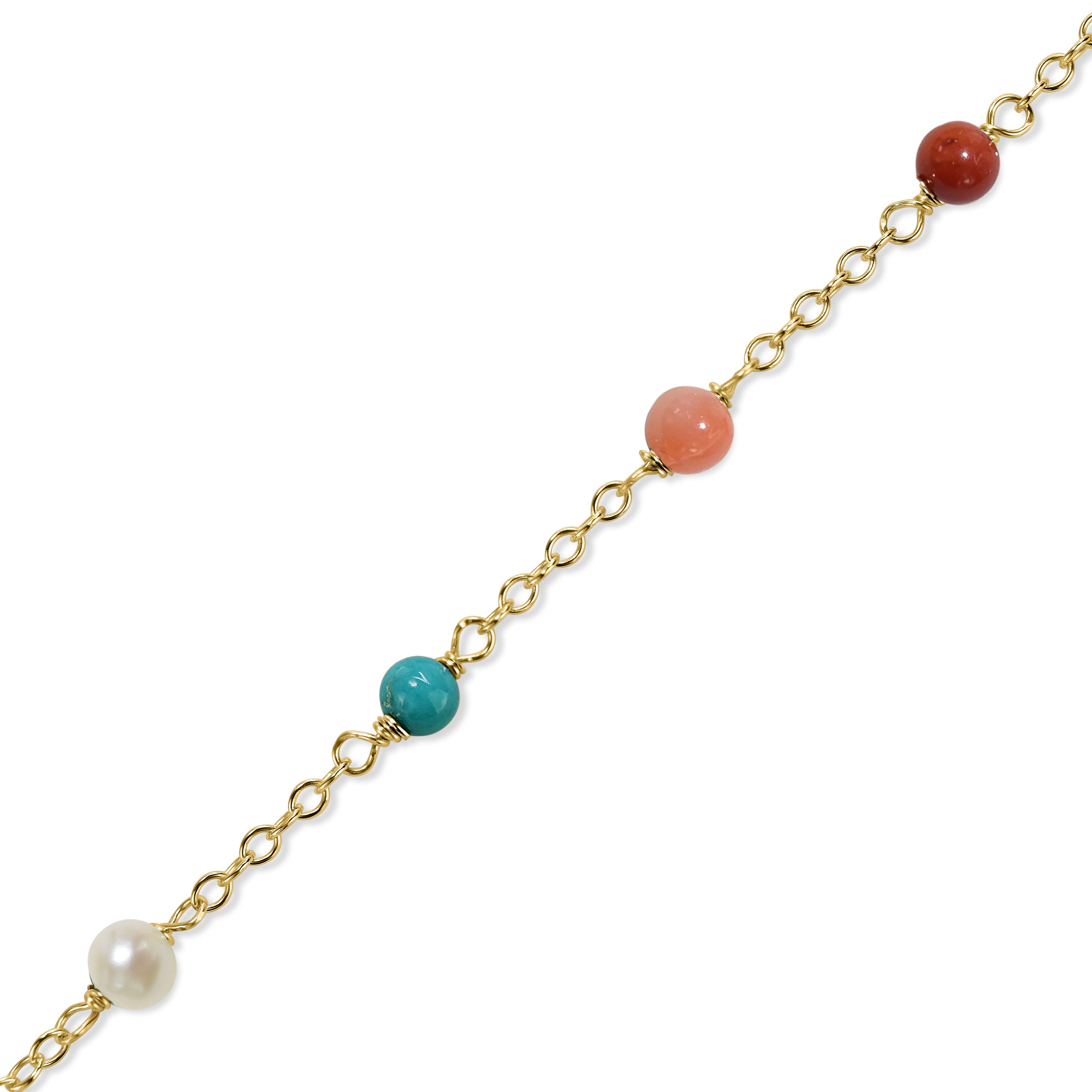 14k Gemstones and Pearl Bracelet