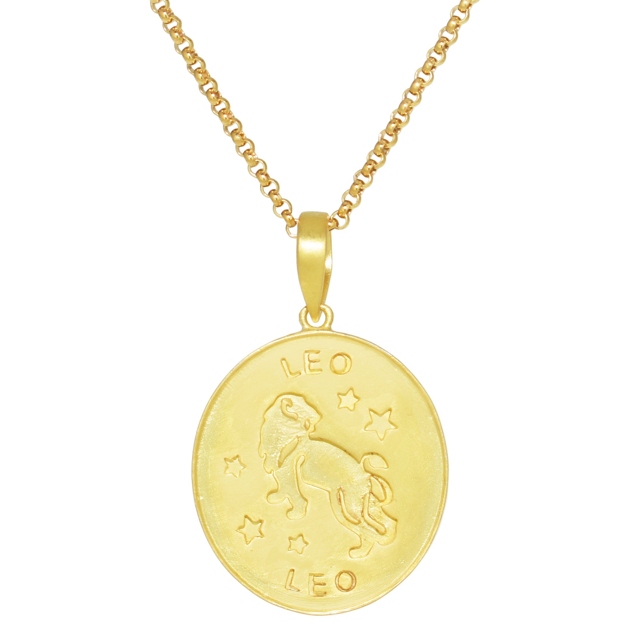 Séchic 14k Plated Over Silver Zodiac Oval Pendant Necklace