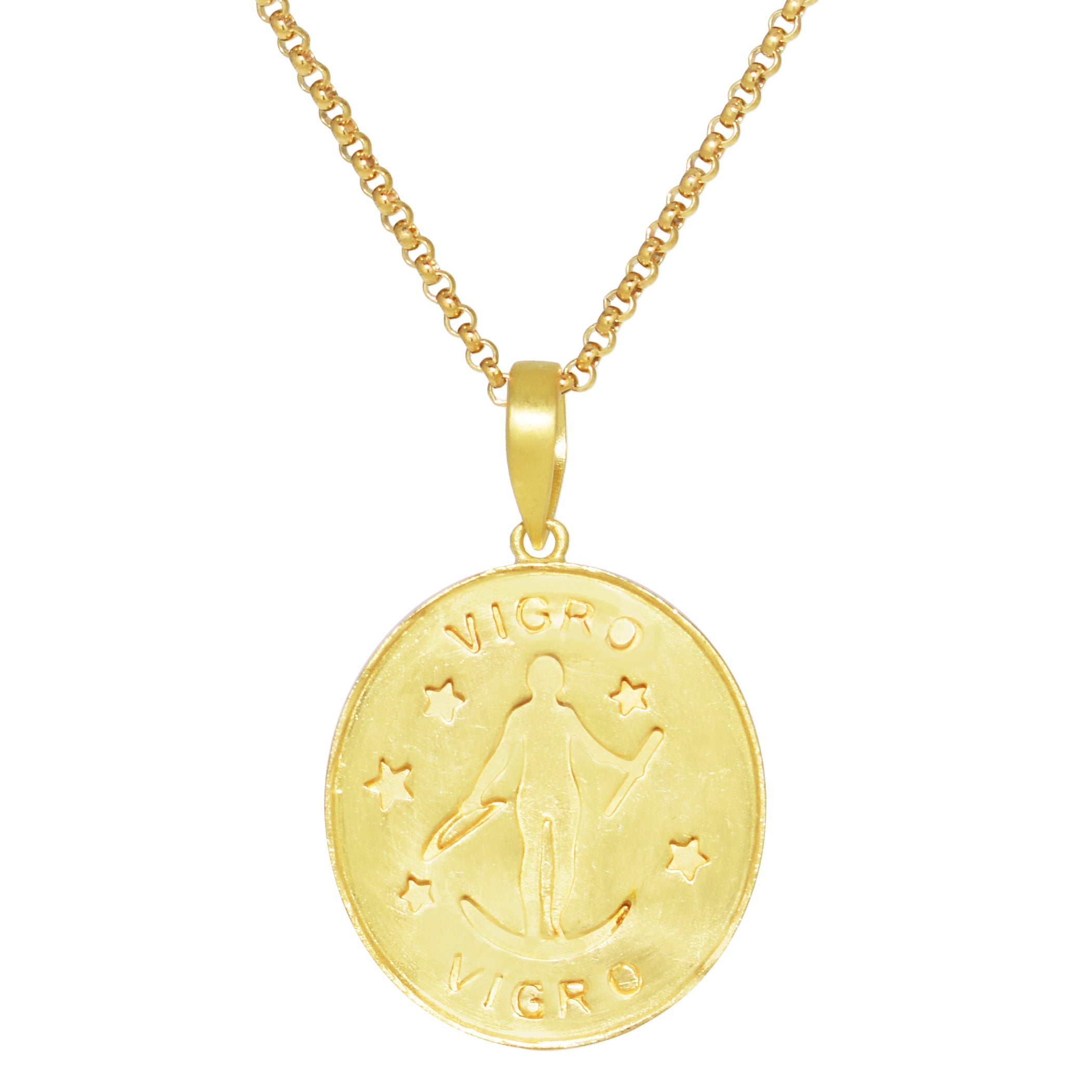 Séchic 14k Plated Over Silver Zodiac Oval Pendant Necklace