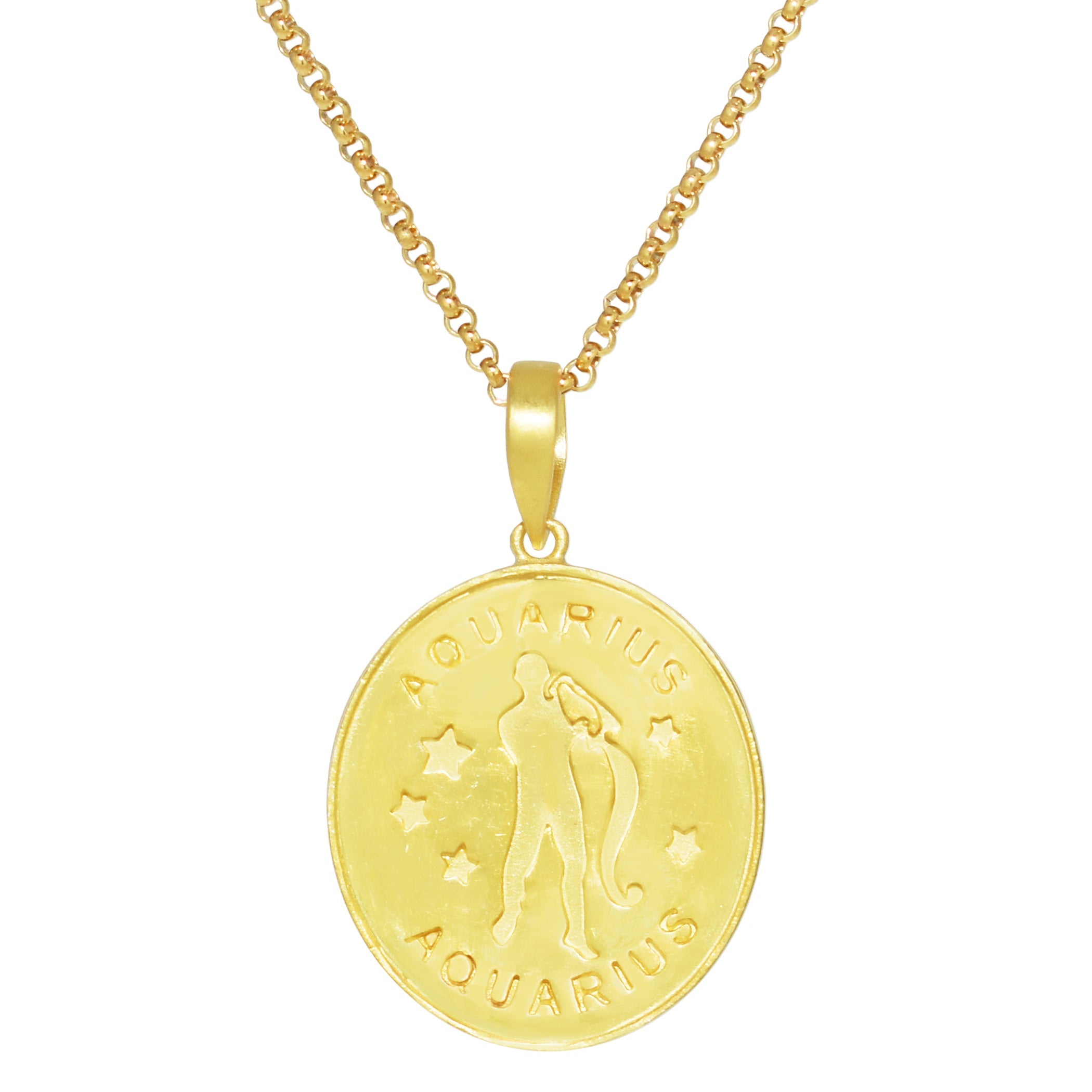 Séchic 14k Plated Over Silver Zodiac Oval Pendant Necklace