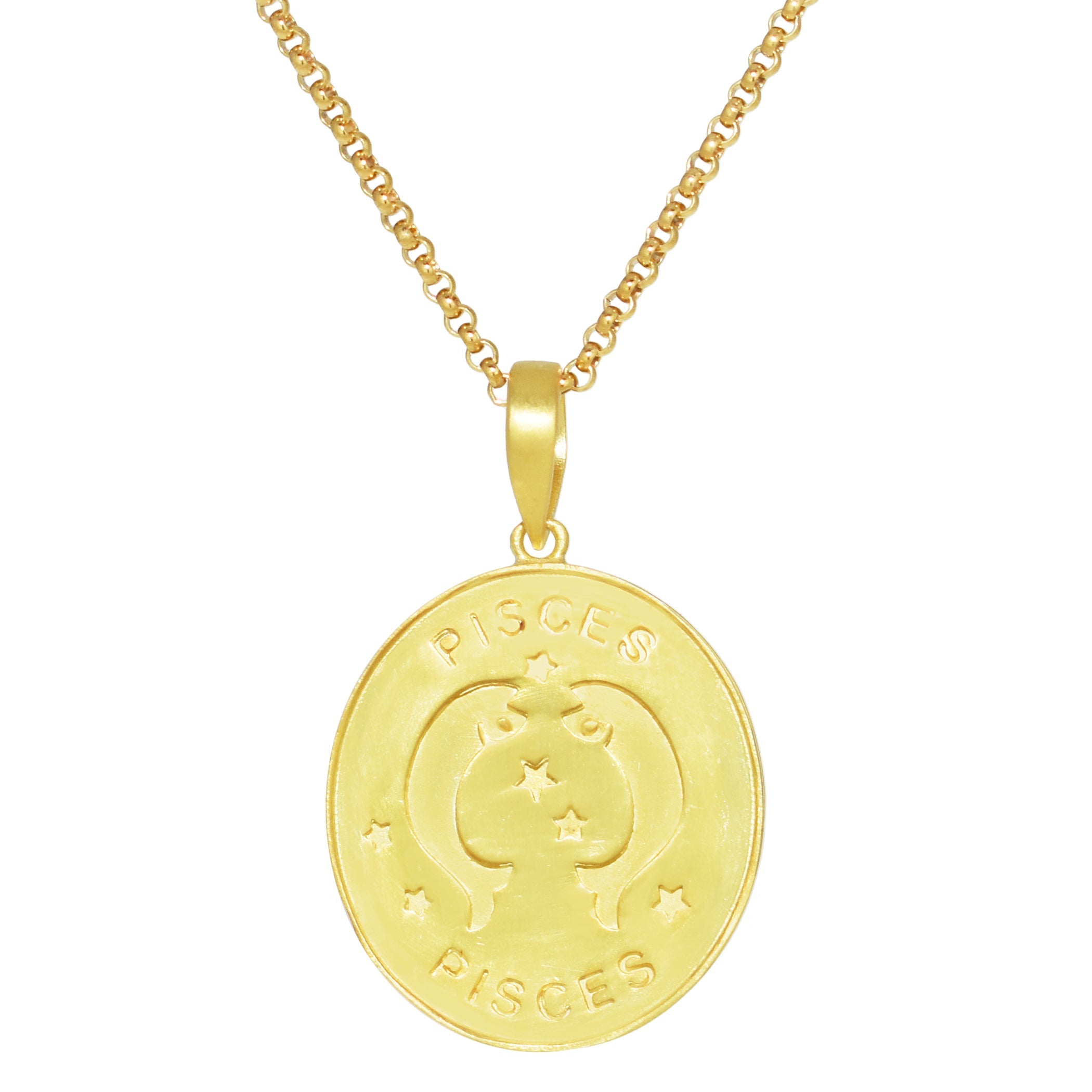 Séchic 14k Plated Over Silver Zodiac Oval Pendant Necklace