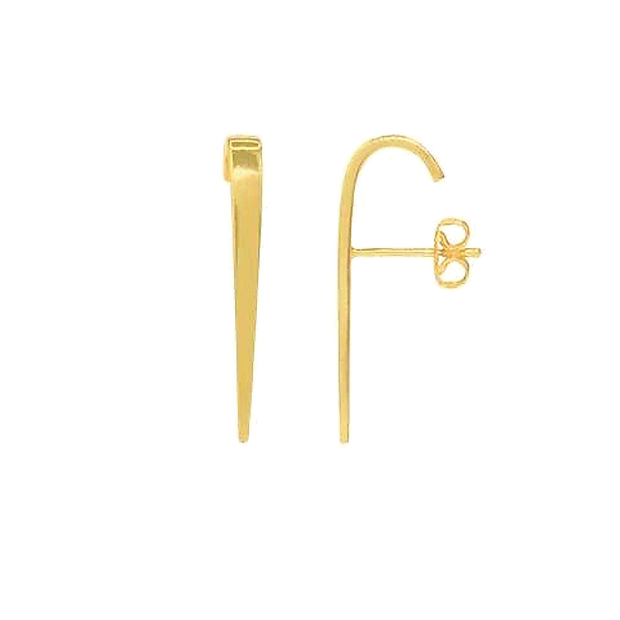 14k Gold Plated on Sterling Silver Curved Bar Post Earring