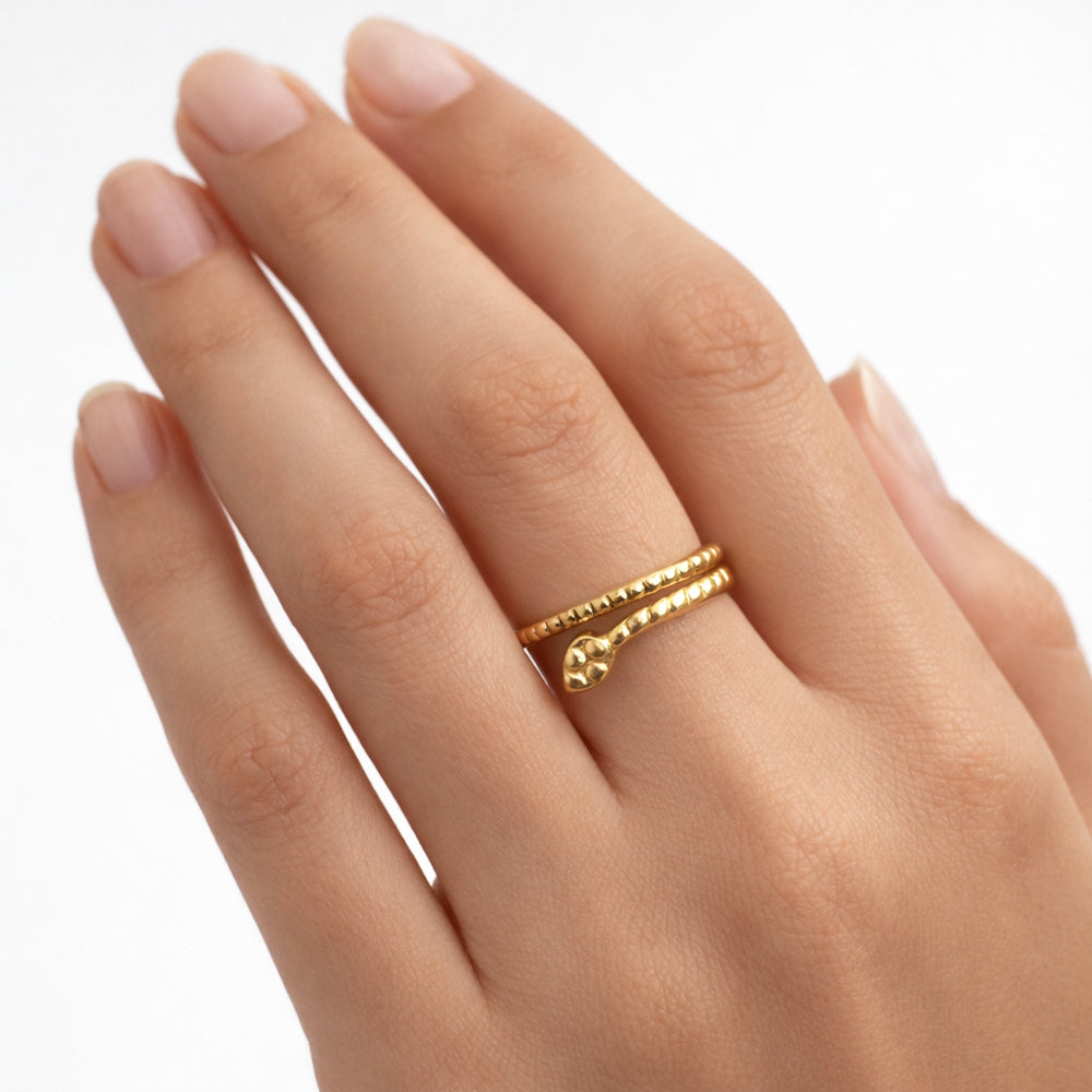 14k Gold Plated on Sterling Silver Snake Spiral Ring