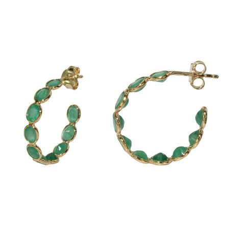 18k Emerald Oval Earring