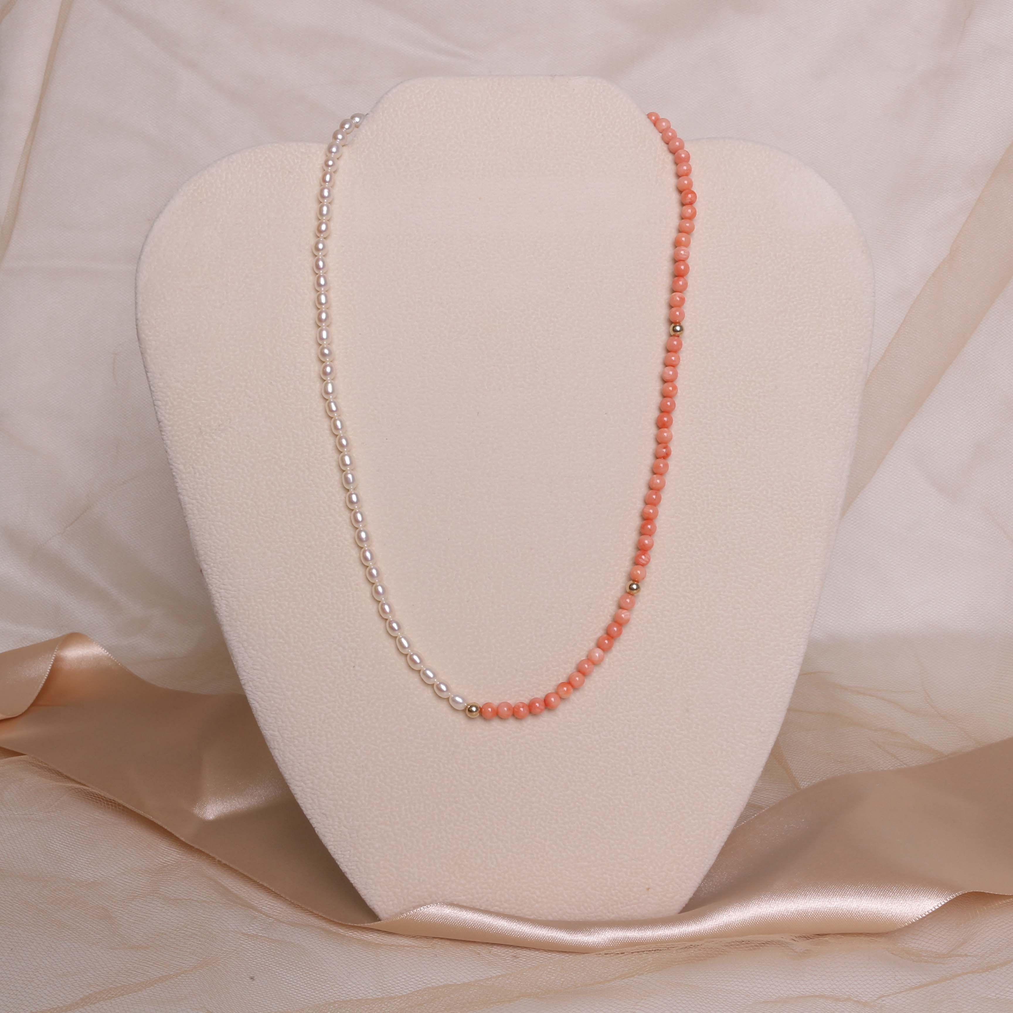 14k White Freshwater Pearl Half & Half Necklace