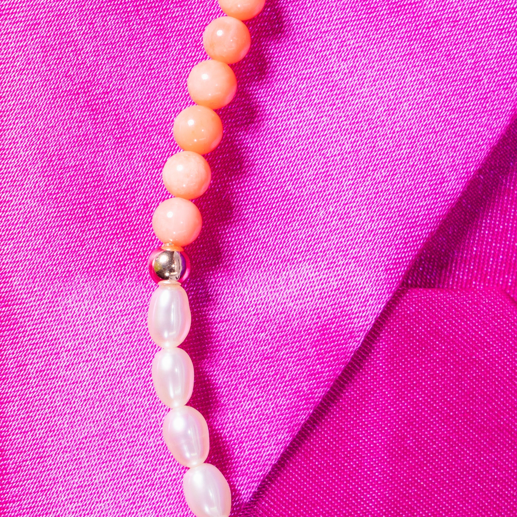 14k White Freshwater Pearl Half & Half Necklace