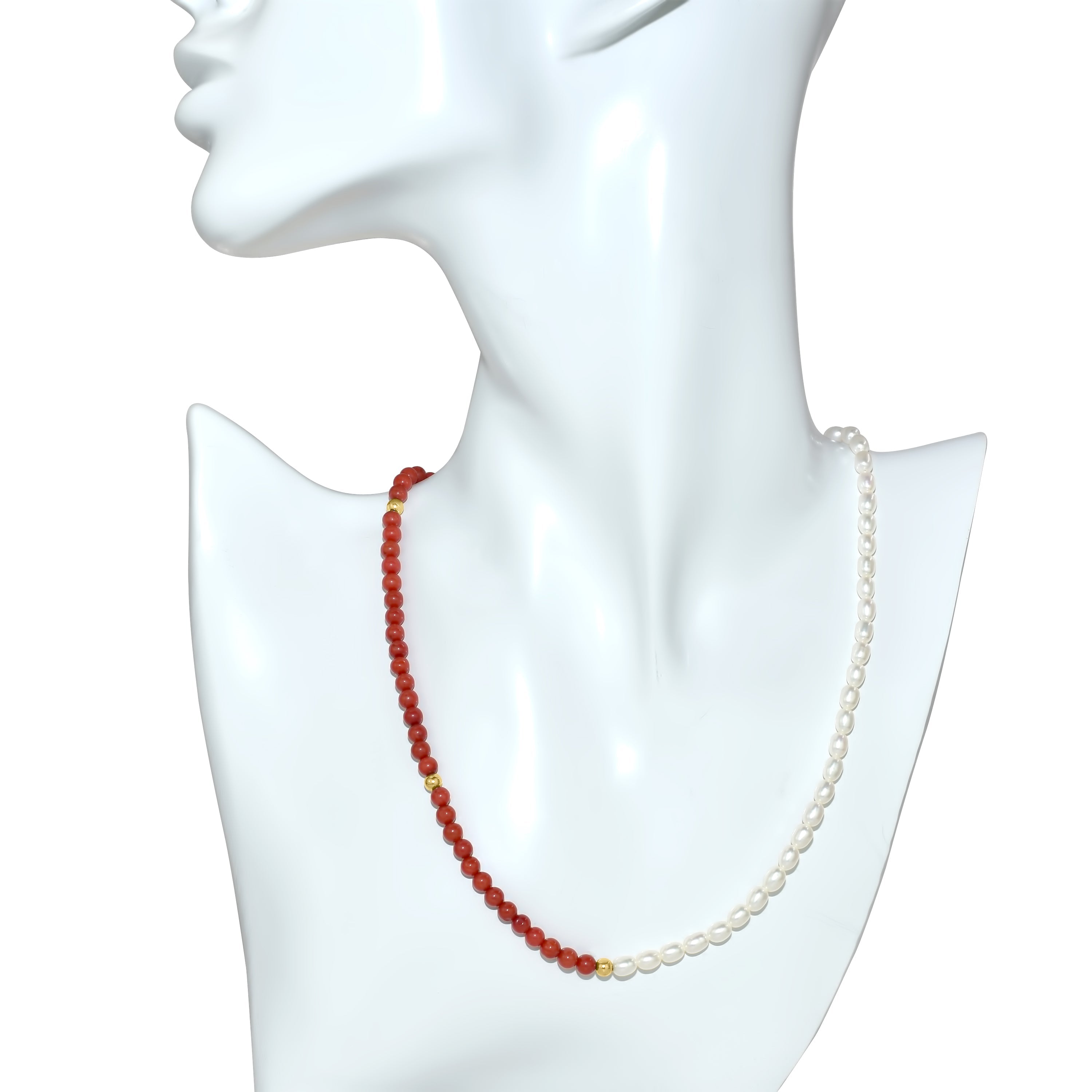 14k White Freshwater Pearl Half & Half Necklace