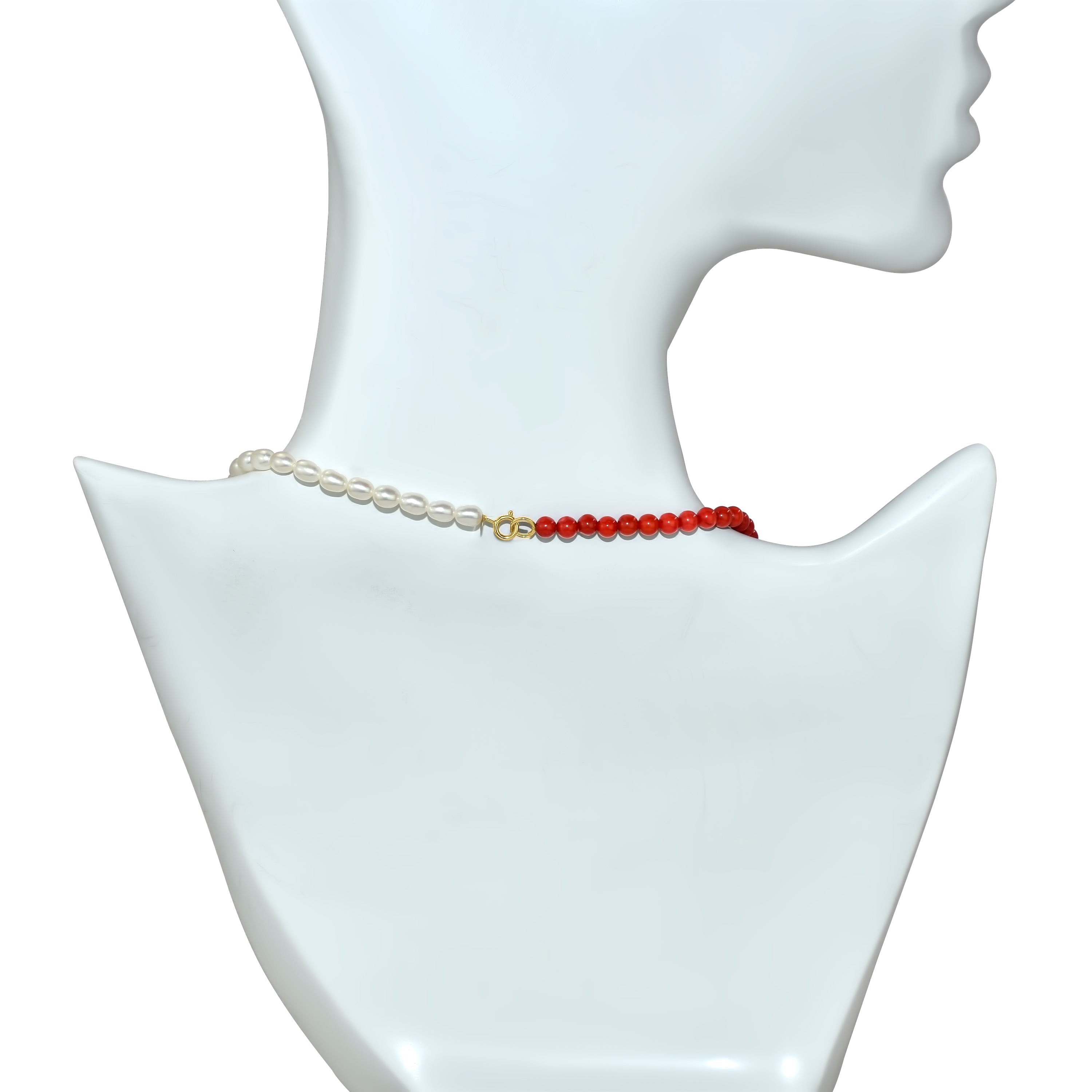 14k White Freshwater Pearl Half & Half Necklace