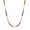 14k Gemstones Gold Roundel and Freshwater Pearl Center Necklace