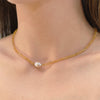 14k Gemstones Gold Roundel and Freshwater Pearl Center Necklace