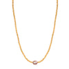 14k Gemstones Gold Roundel and Freshwater Pearl Center Necklace