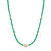 14k Gemstones Gold Roundel and Freshwater Pearl Center Necklace