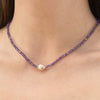 14k Gemstones Gold Roundel and Freshwater Pearl Center Necklace