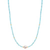 14k Gemstones Gold Roundel and Freshwater Pearl Center Necklace