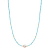 14k Gemstones Gold Roundel and Freshwater Pearl Center Necklace
