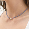 14k Gemstones Gold Roundel and Freshwater Pearl Center Necklace