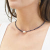 14k Gemstones Gold Roundel and Freshwater Pearl Center Necklace