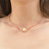 14k Gemstones Gold Roundel and Freshwater Pearl Center Necklace