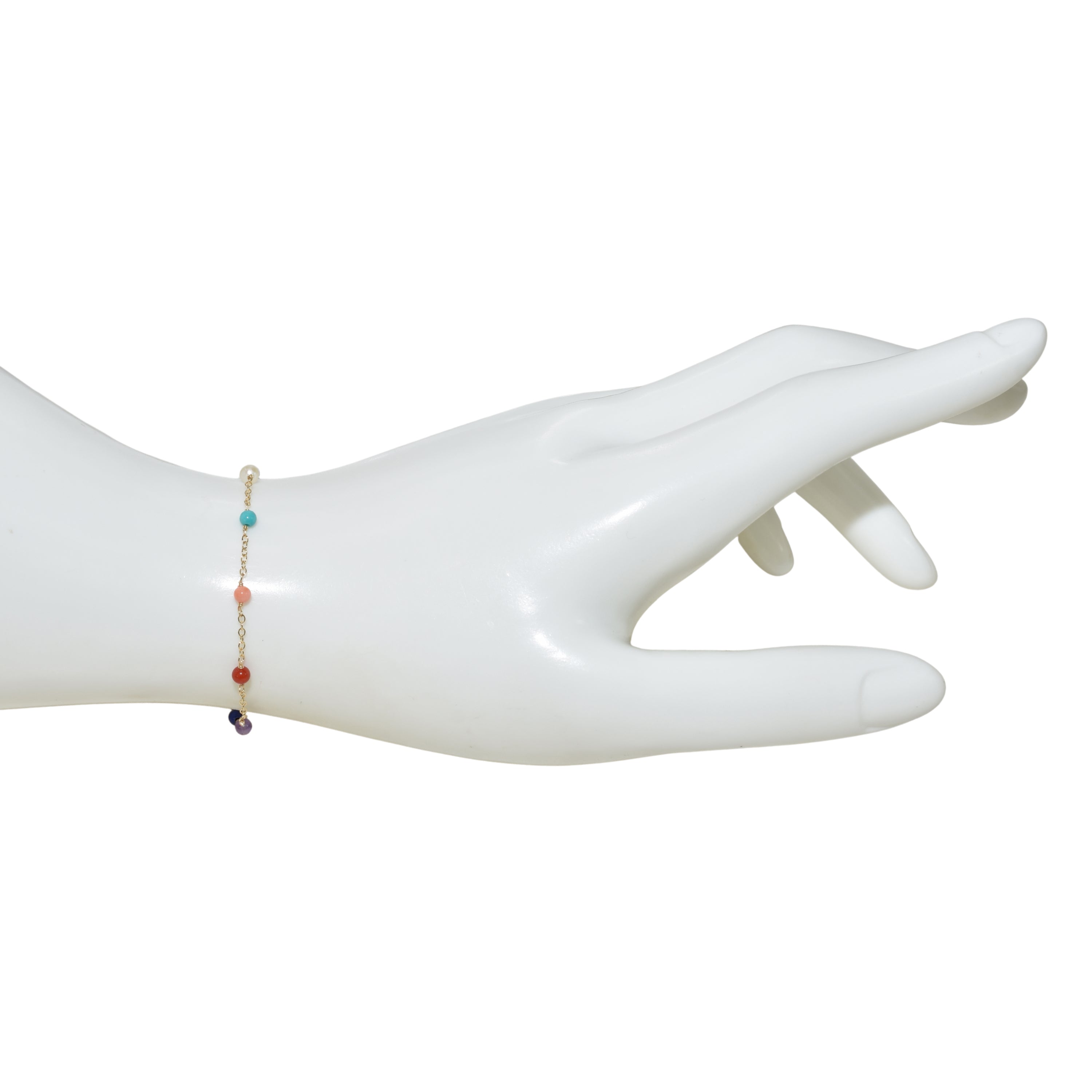 14k Gemstones and Pearl Bracelet