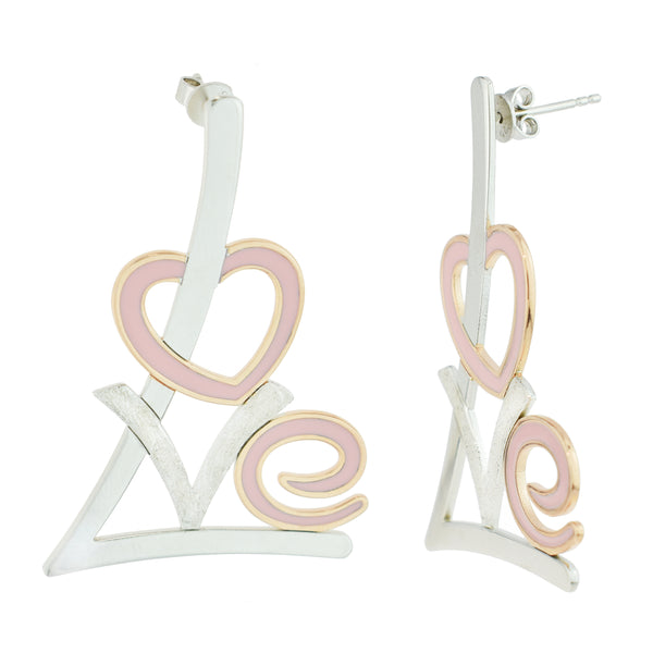 Pink Love Enamel Earrings